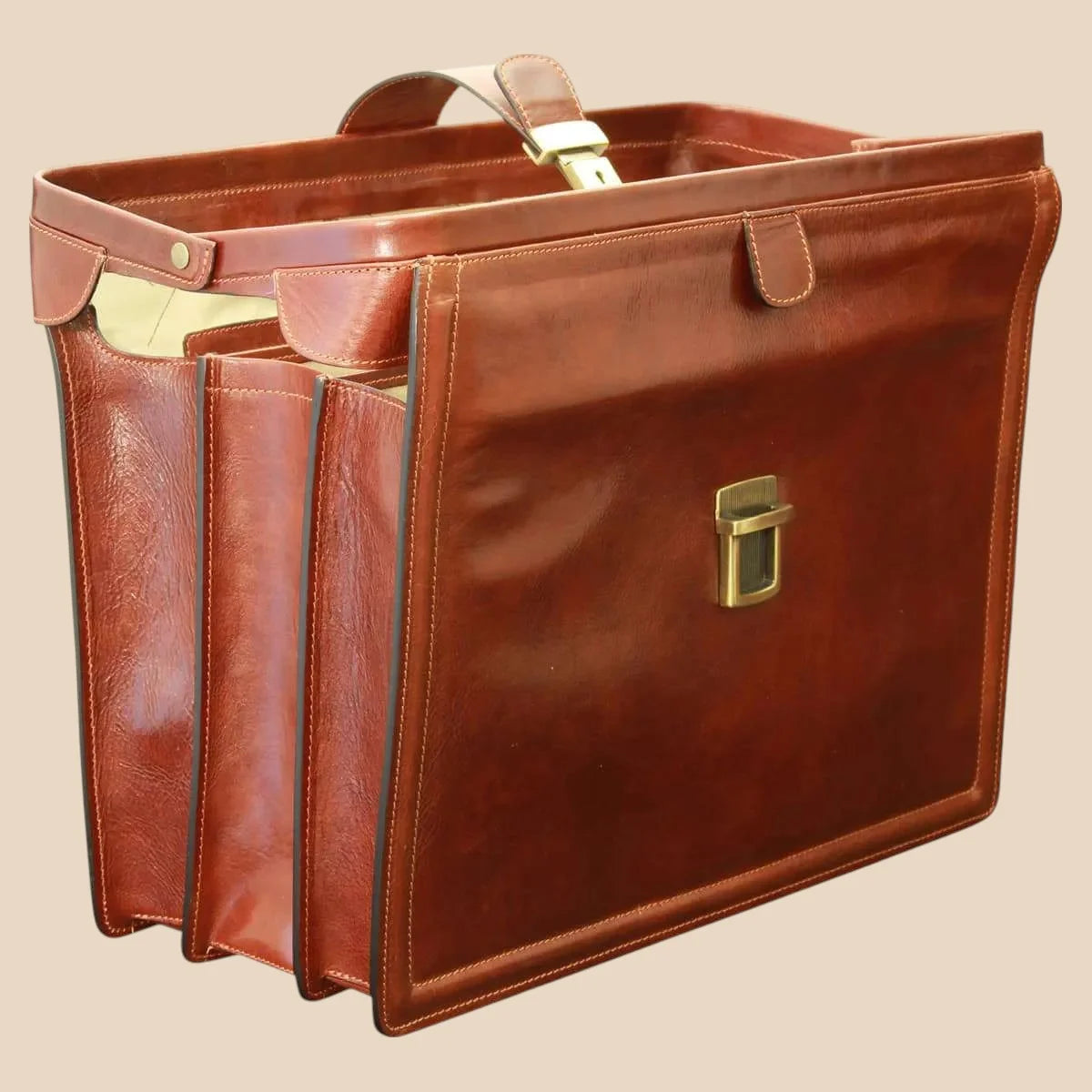 Leather Briefcase With 3 Compartments - Image 3 | Bufalo d'Oro