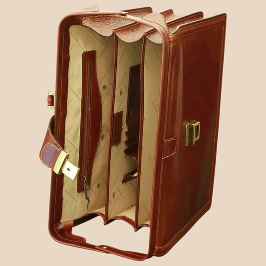 Leather Briefcase With 3 Compartments - Image 2 | Bufalo d'Oro