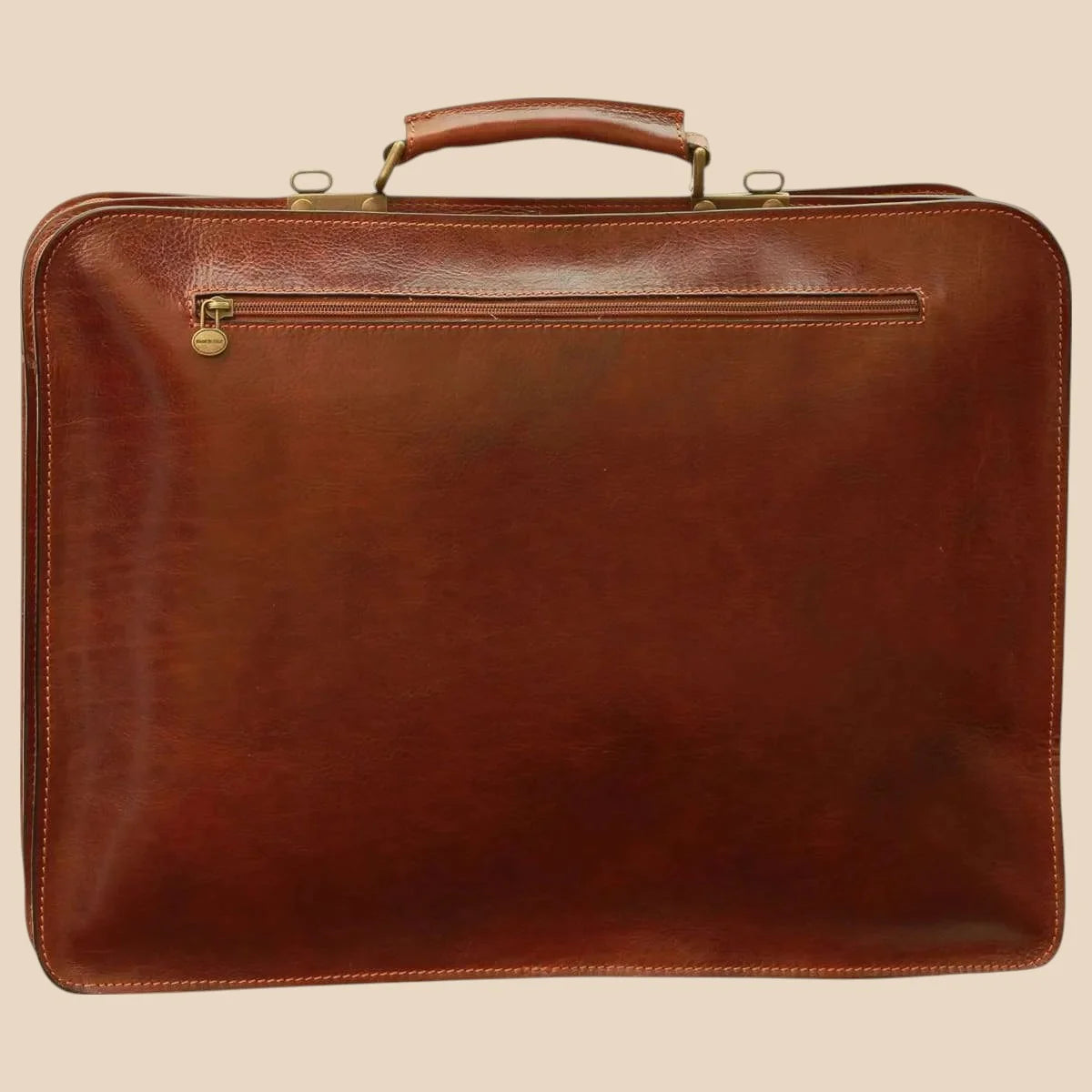 Leather Briefcase With Front Pockets (Magnetic Lock) - Image 4 | Bufalo d'Oro