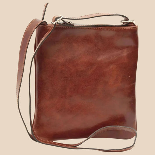 Leather Cross Body Bag with Zip Pocket - Image 2 | Bufalo d'Oro