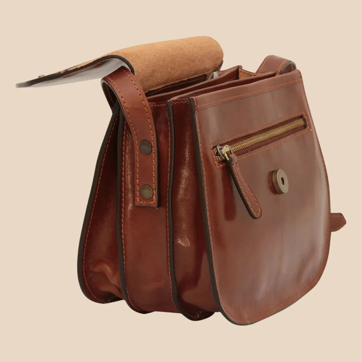 Full-Grain Calfskin Shoulder Bag - Image 7 | Bufalo d'Oro