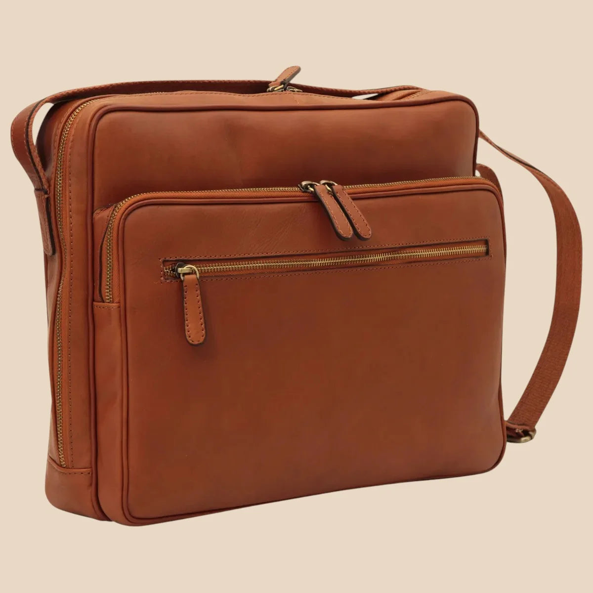 Large Leather Bag With Zip Closures - Image 7 | Bufalo d'Oro