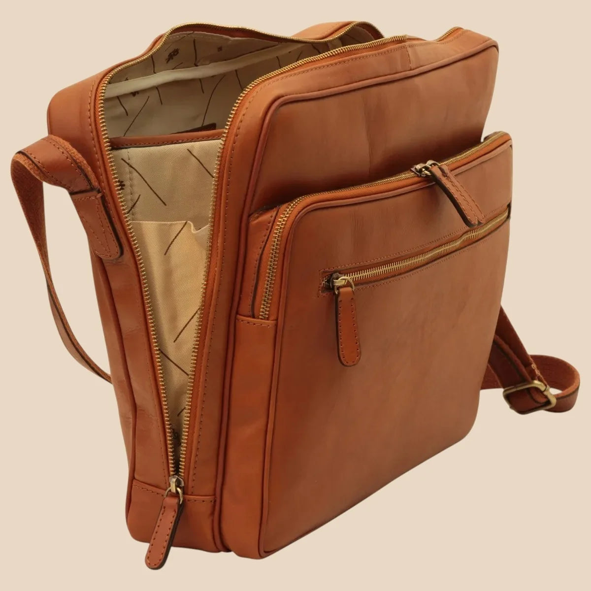 Large Leather Bag With Zip Closures - Image 21 | Bufalo d'Oro