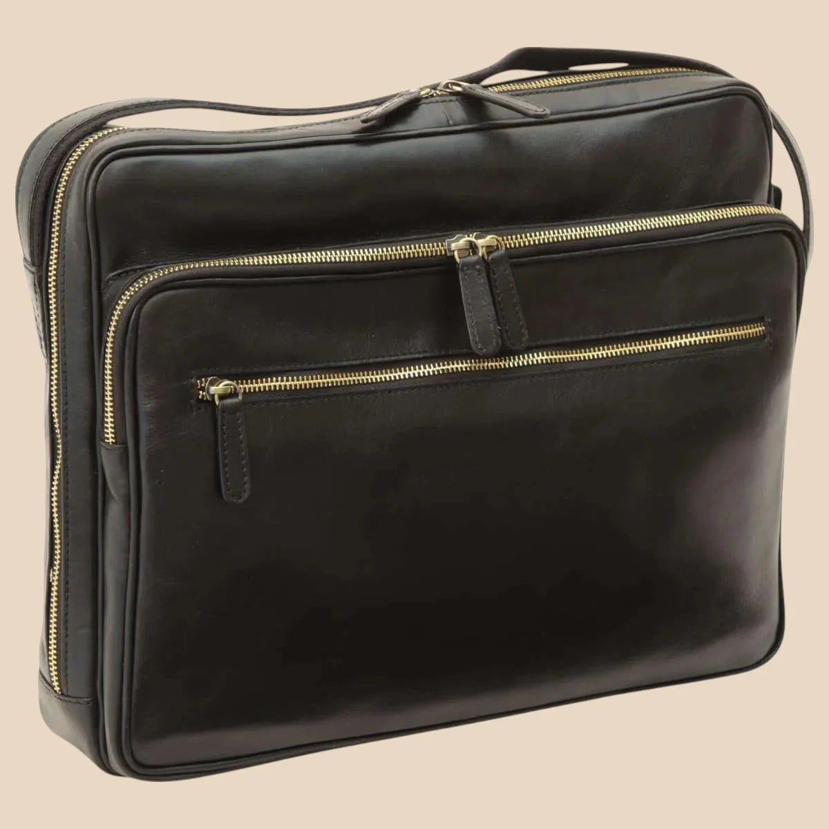 Large Leather Bag With Zip Closures - Image 8 | Bufalo d'Oro