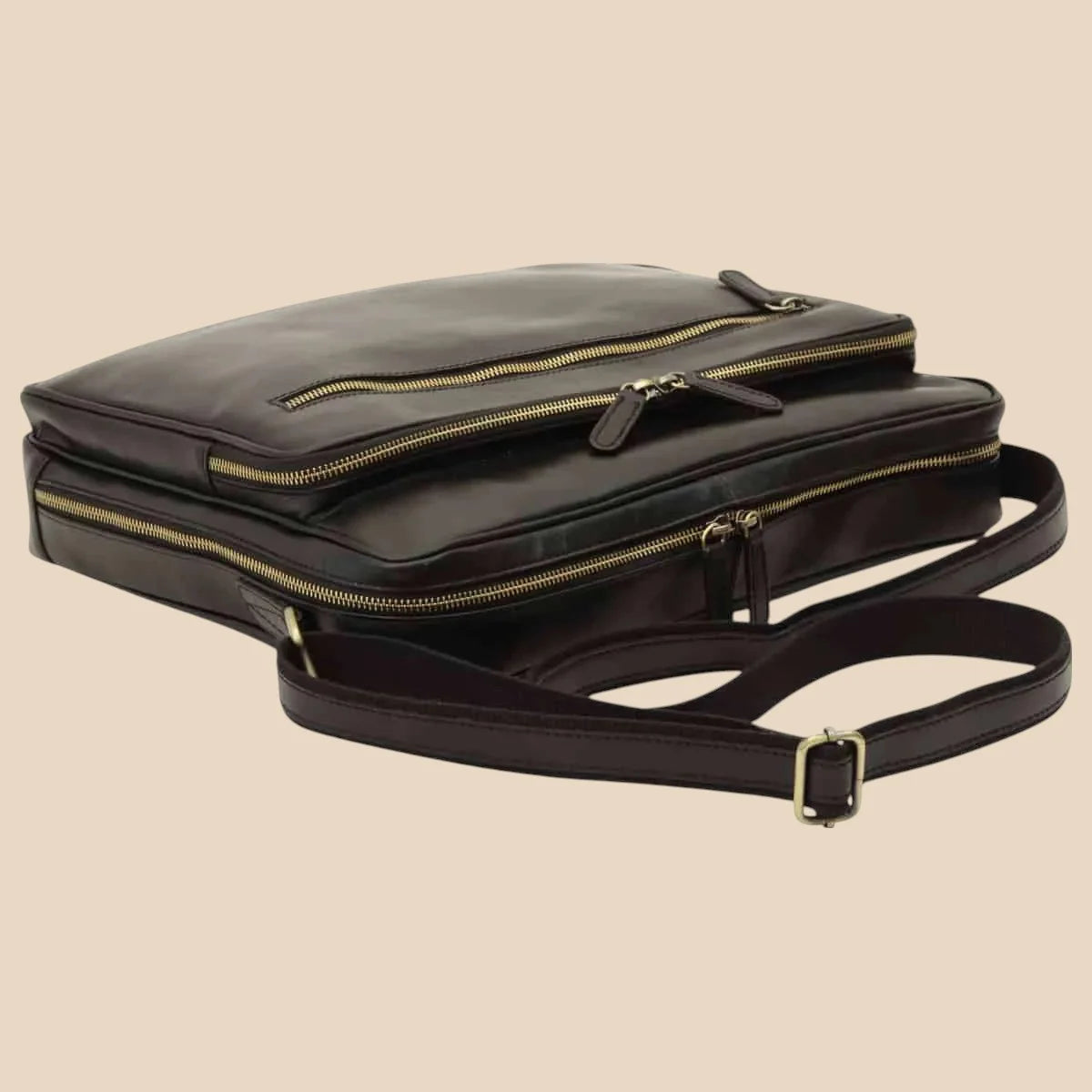 Large Leather Bag With Zip Closures - Image 12 | Bufalo d'Oro
