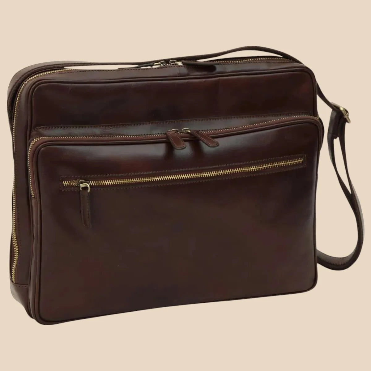 Large Leather Bag With Zip Closures - Image 9 | Bufalo d'Oro