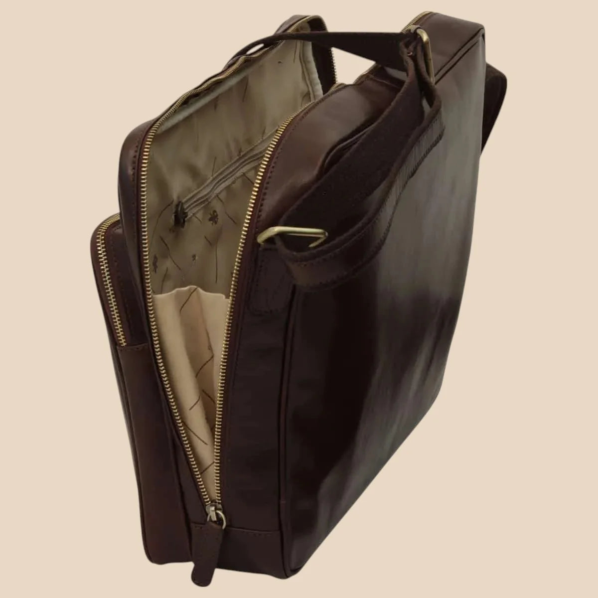 Large Leather Bag With Zip Closures - Image 14 | Bufalo d'Oro