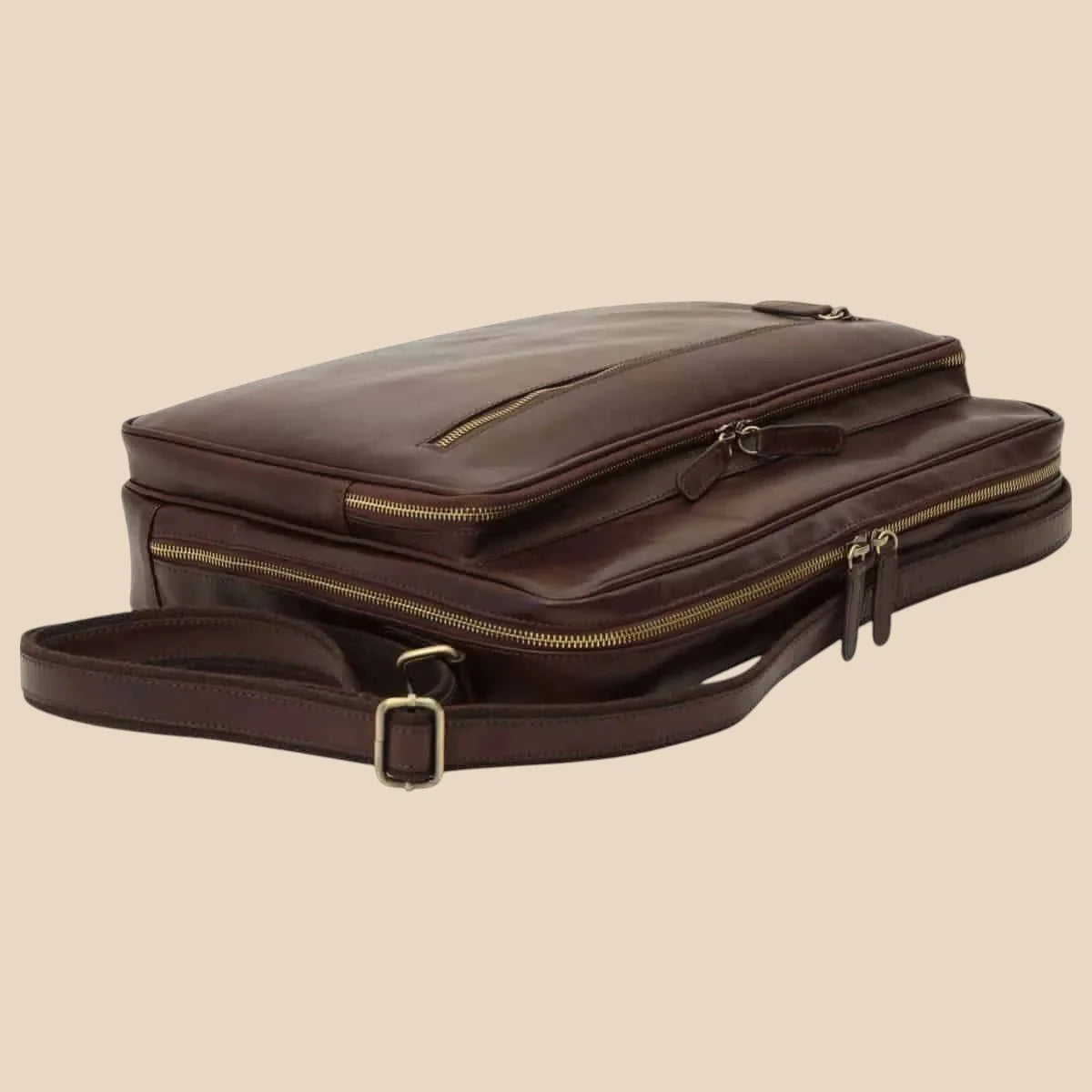 Large Leather Bag With Zip Closures - Image 15 | Bufalo d'Oro