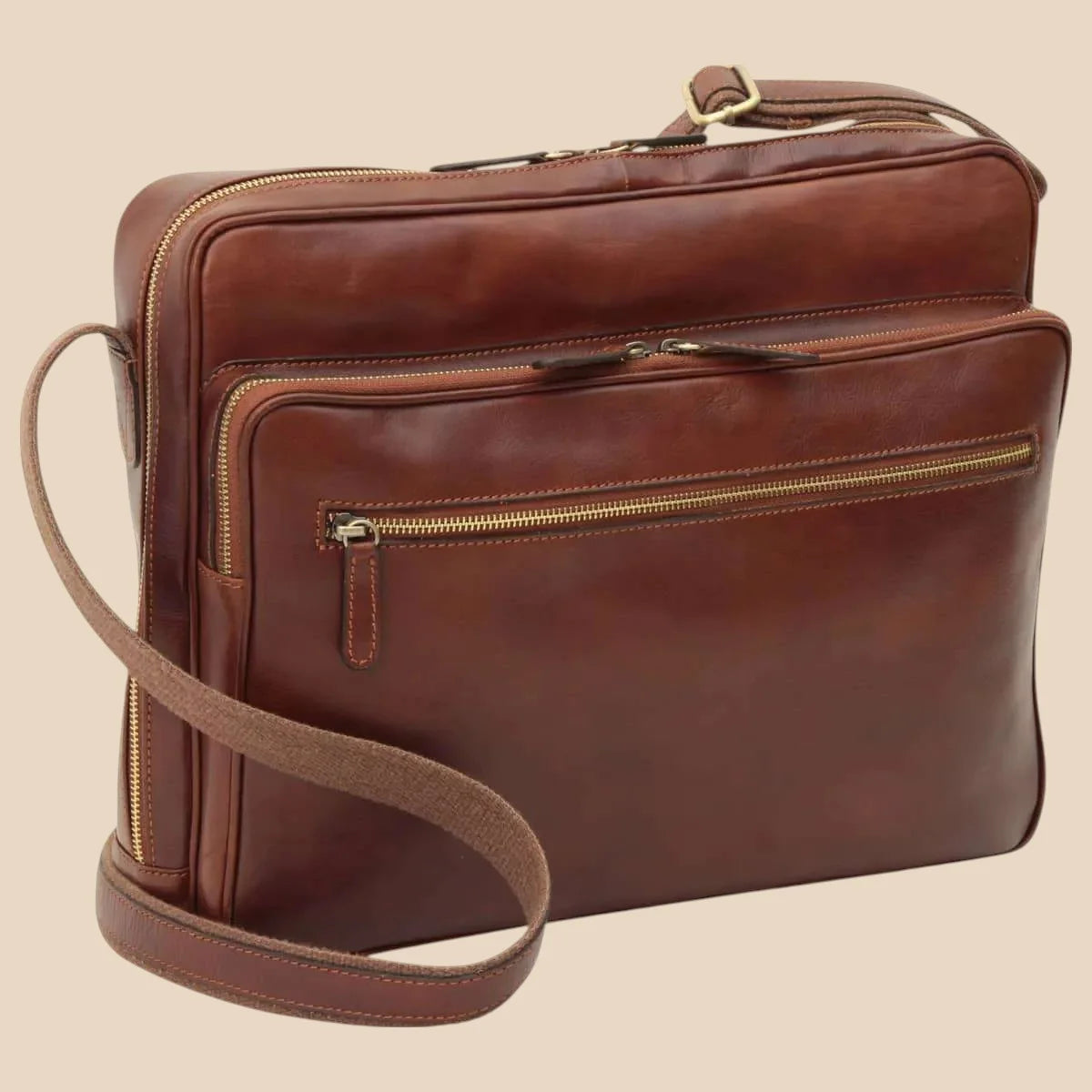 Large Leather Bag With Zip Closures - Image 10 | Bufalo d'Oro