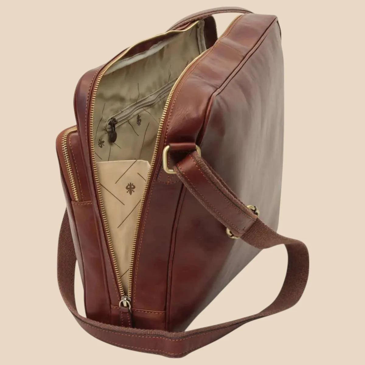 Large Leather Bag With Zip Closures - Image 17 | Bufalo d'Oro