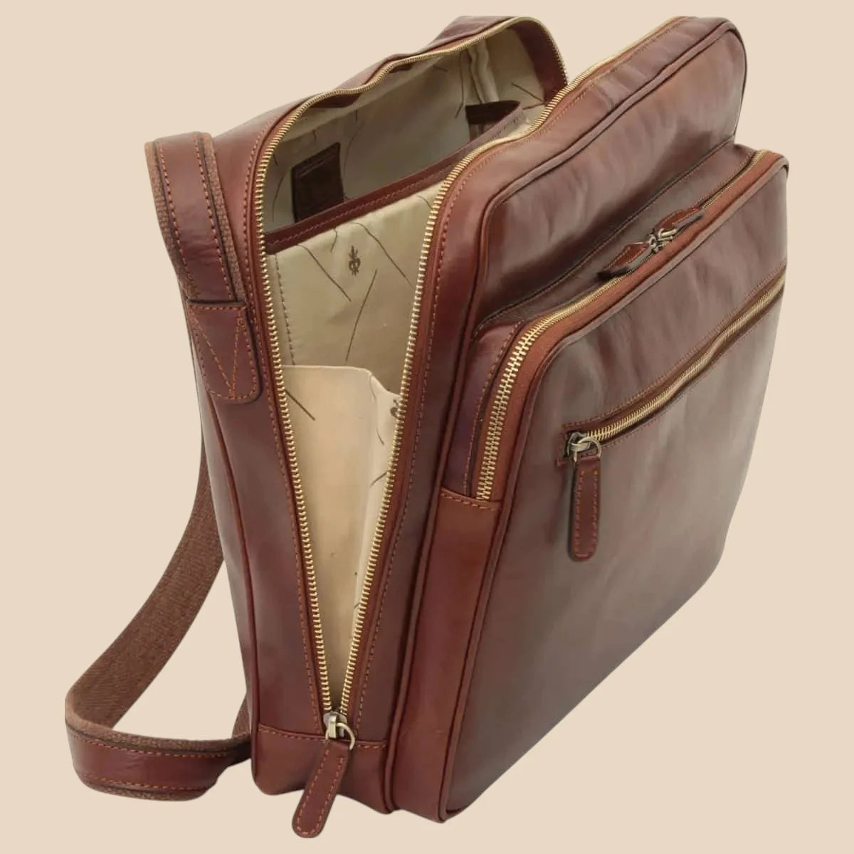 Large Leather Bag With Zip Closures - Image 29 | Bufalo d'Oro