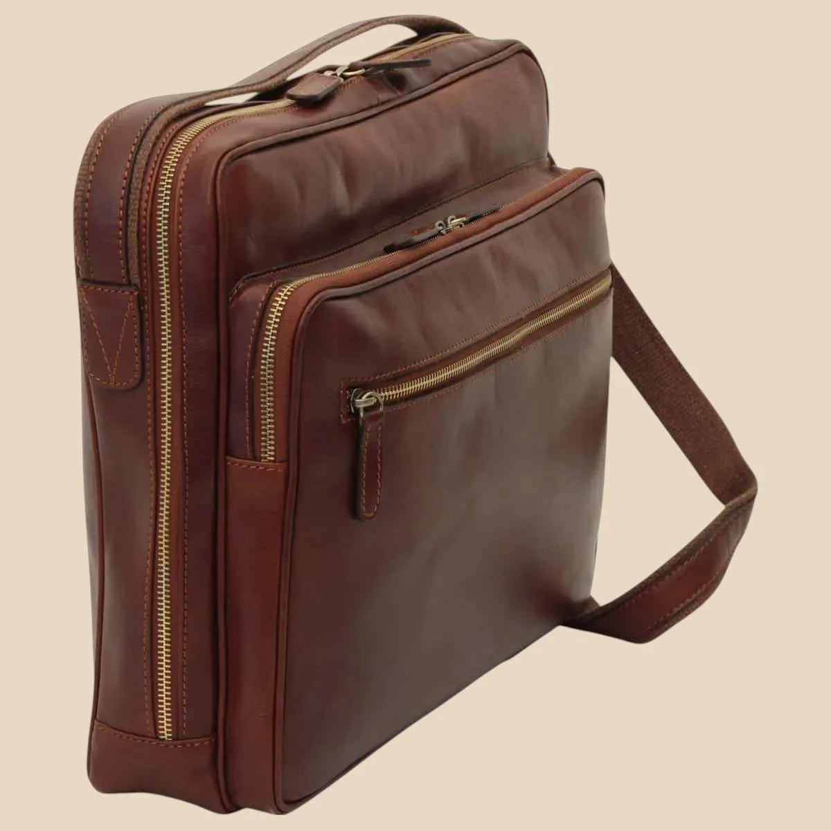 Large Leather Bag With Zip Closures - Image 30 | Bufalo d'Oro