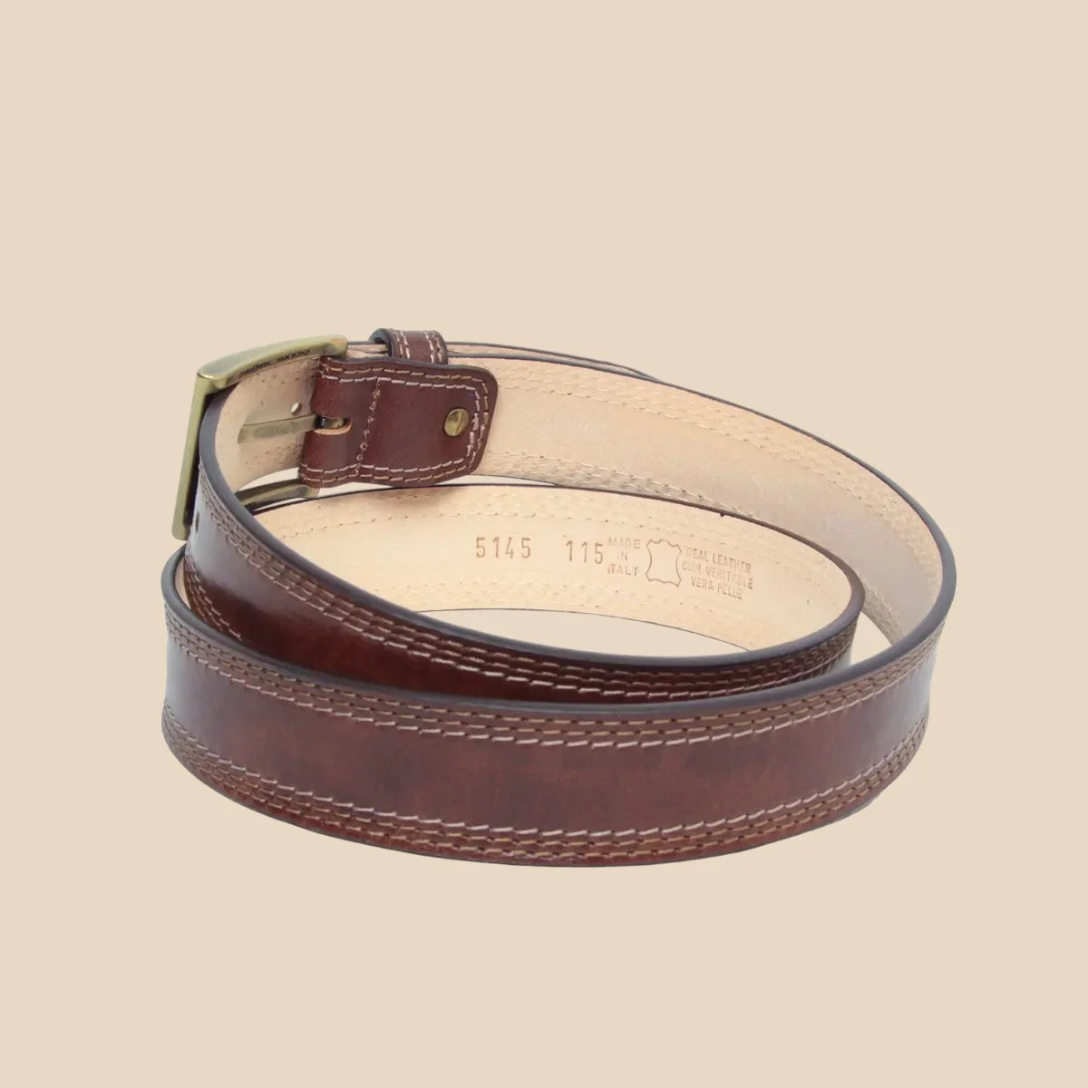 Leather belt wide 1,38" - Image 6 | Bufalo d'Oro