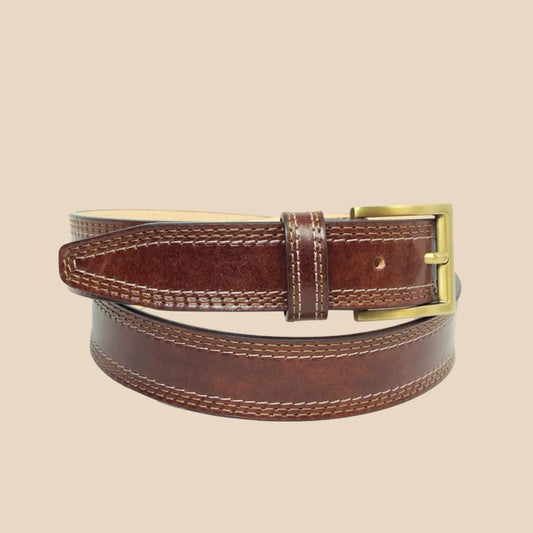 Leather belt wide 1,38" - Image 2 | Bufalo d'Oro