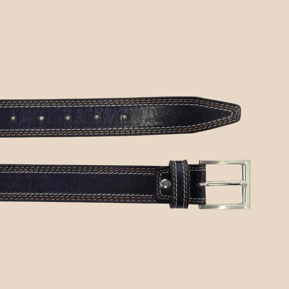 Leather belt wide 1,38" - Image 5 | Bufalo d'Oro