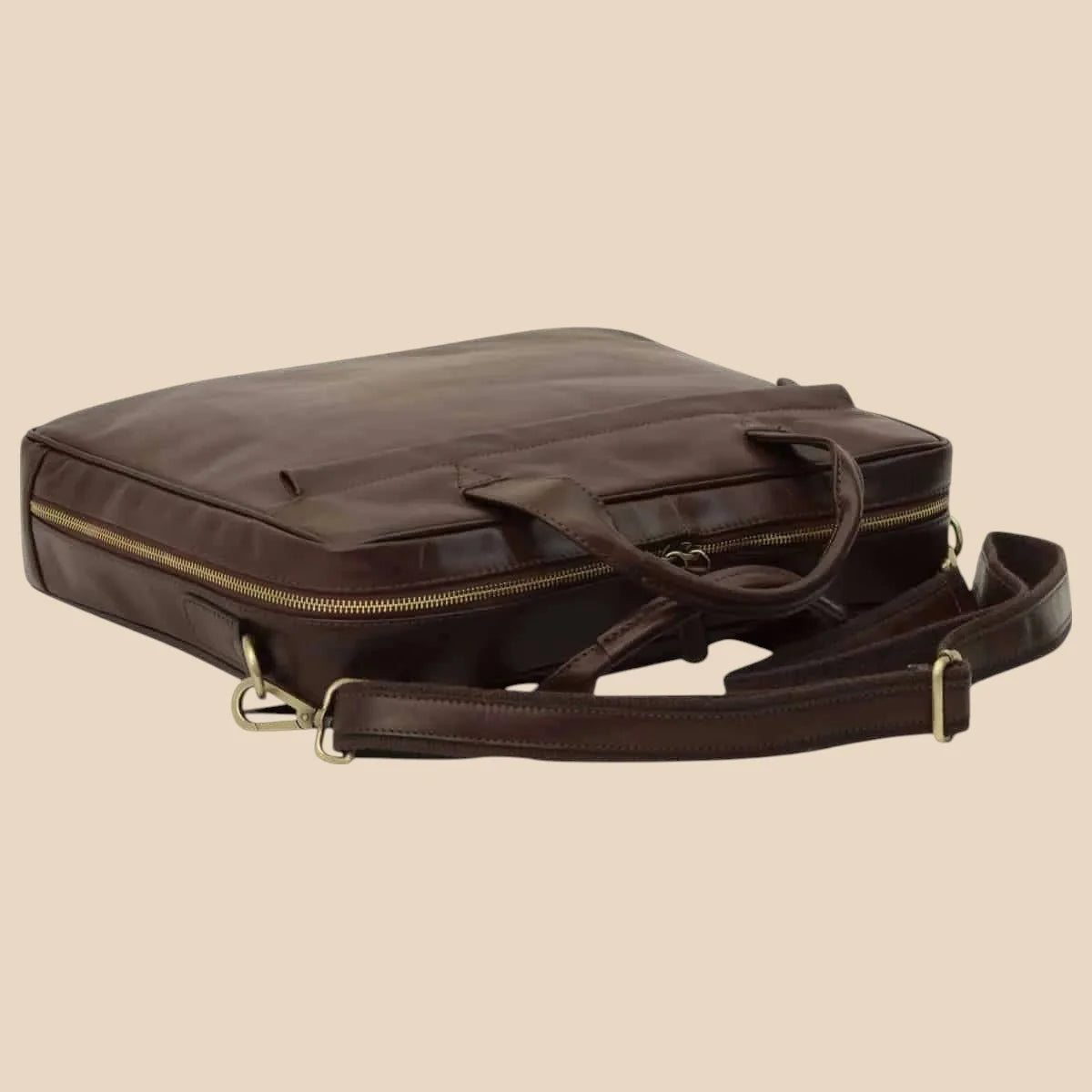 Leather Briefcase With Zip Closure - Image 24 | Bufalo d'Oro