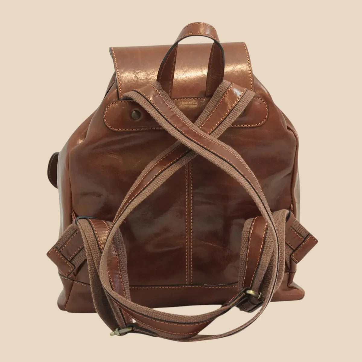 Leather Backpack With 2 Exterior Pockets - Image 5 | Bufalo d'Oro