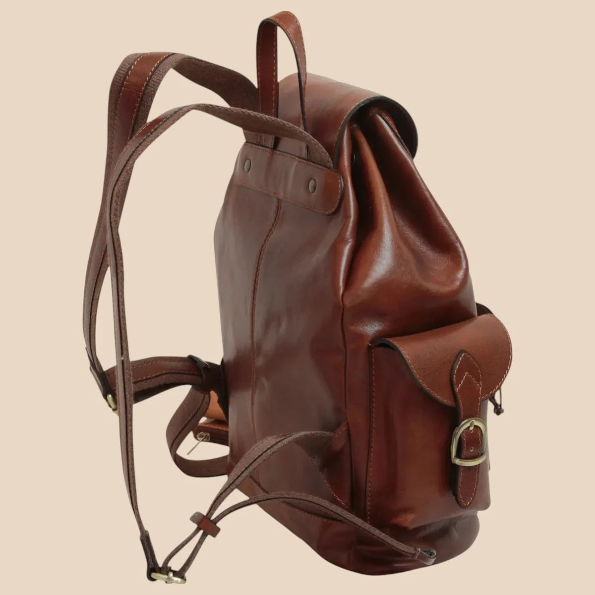 Leather Backpack With 3 Exterior Pockets - Image 6 | Bufalo d'Oro