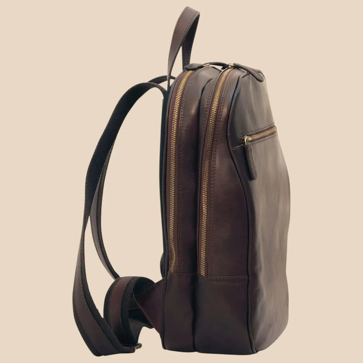 Leather Backpack With Exterior Zip Pockets - Image 20 | Bufalo d'Oro