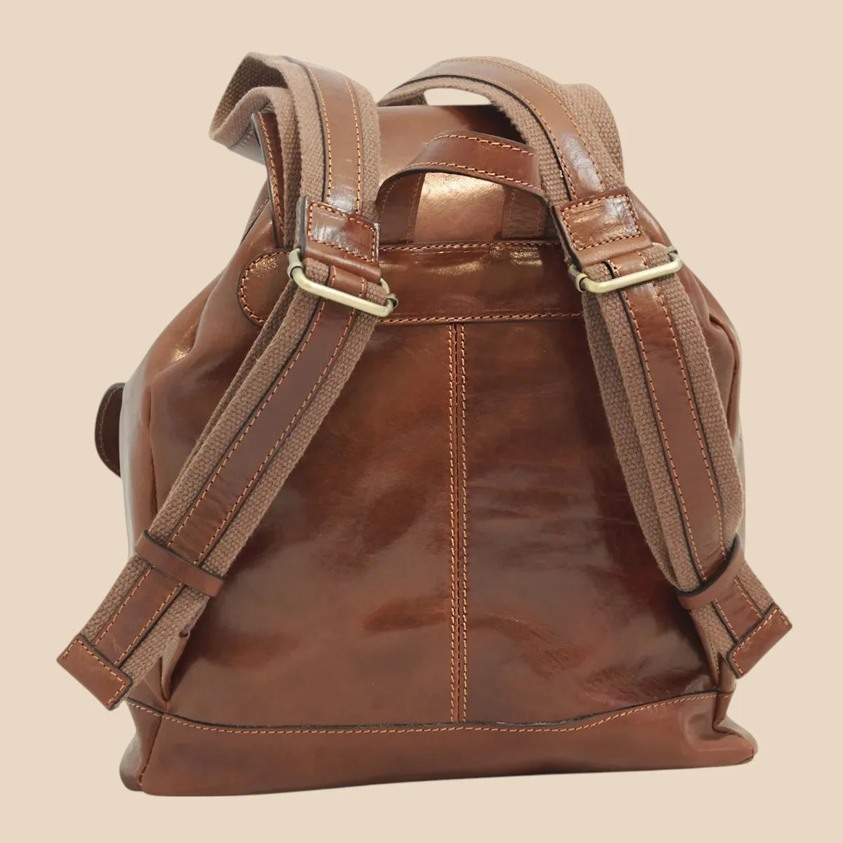 Leather Backpack With 2 Exterior Pockets - Image 4 | Bufalo d'Oro