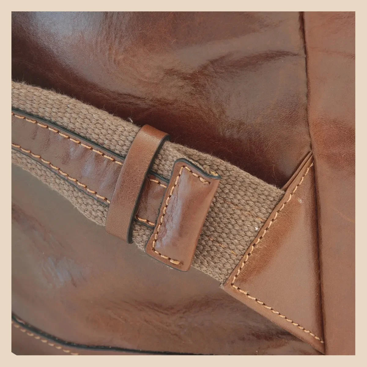 Leather Backpack With 2 Exterior Pockets - Image 3 | Bufalo d'Oro