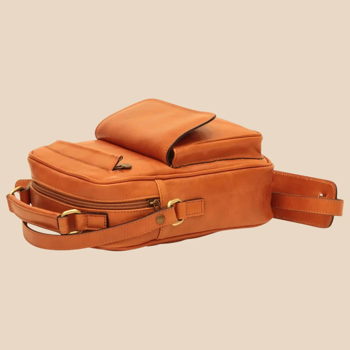 Leather Shoulder Bag With Front Pocket - Image 4 | Bufalo d'Oro