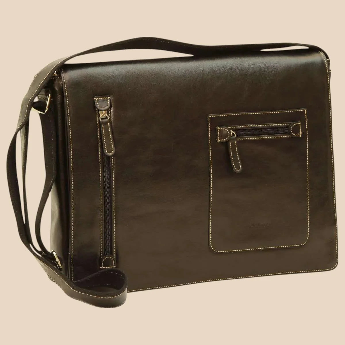 Calfskin Leather Messenger Bag - Image 1 | Bufalo d'Oro