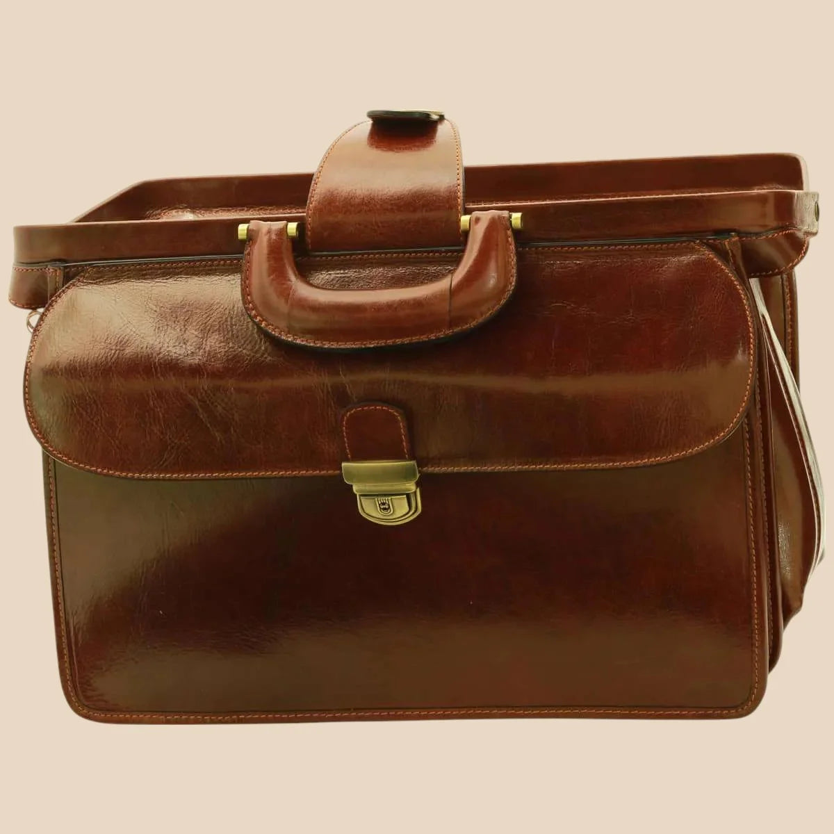Leather Doctor's Bag - Brown Colonial - Image 4 | Bufalo d'Oro