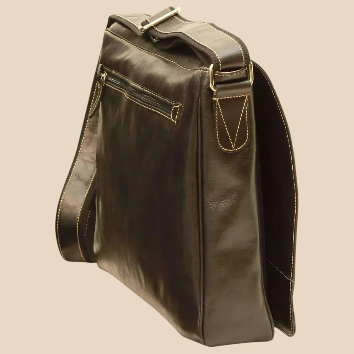 Calfskin Leather Messenger Bag - Image 3 | Bufalo d'Oro