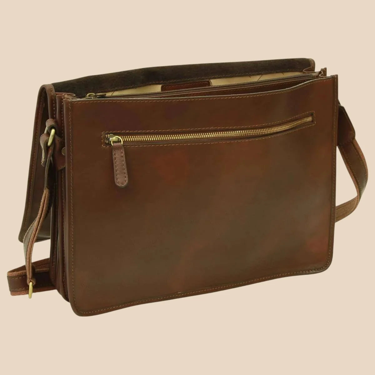 Calfskin Leather Messenger Bag - Image 28 | Bufalo d'Oro