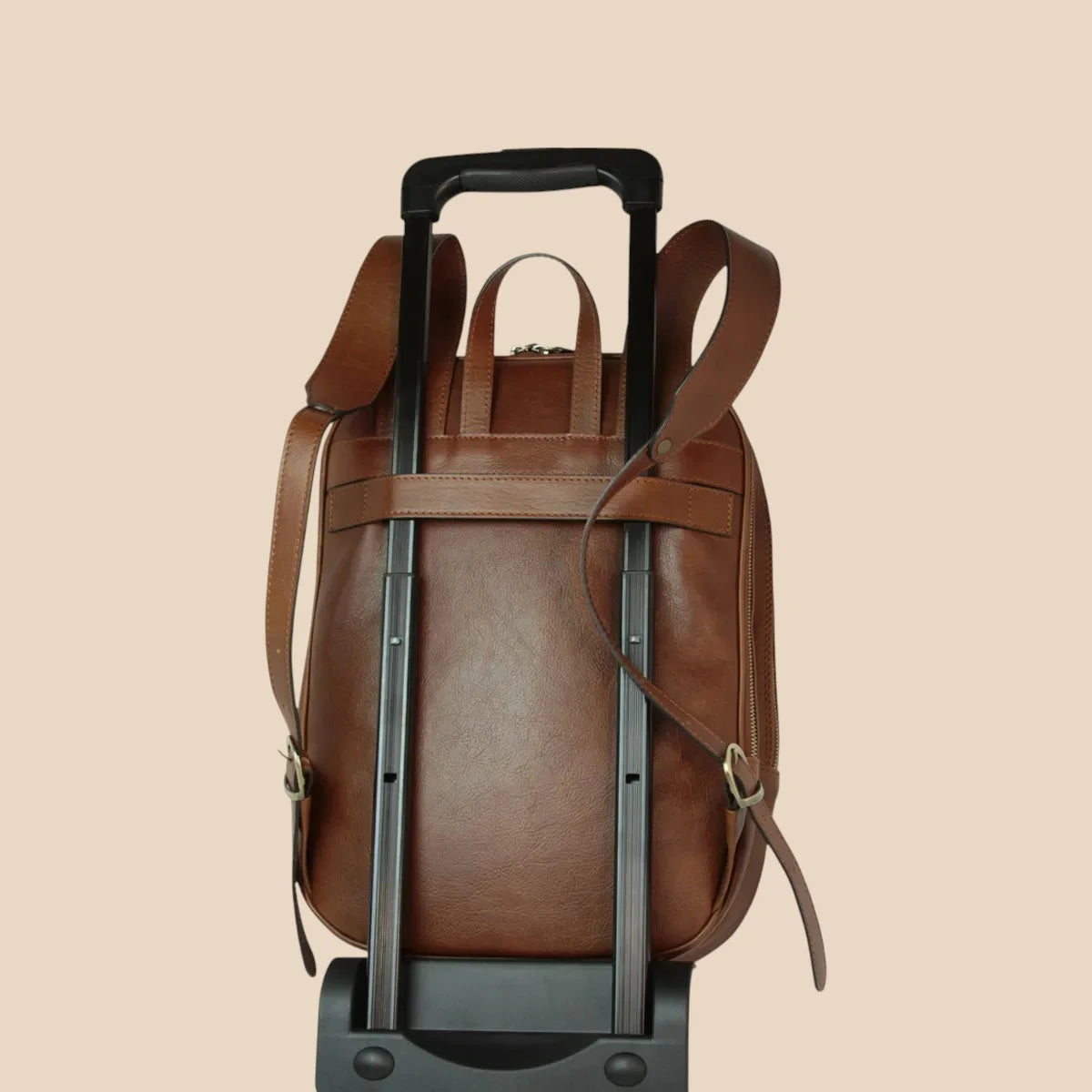 Soft Calfskin Leather Laptop Backpack With Backside Troller Strap - Image 2 | Bufalo d'Oro