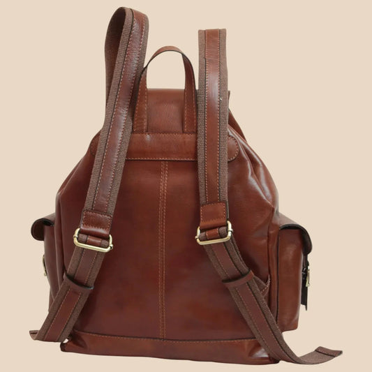 Leather Backpack With 3 Exterior Pockets - Image 2 | Bufalo d'Oro