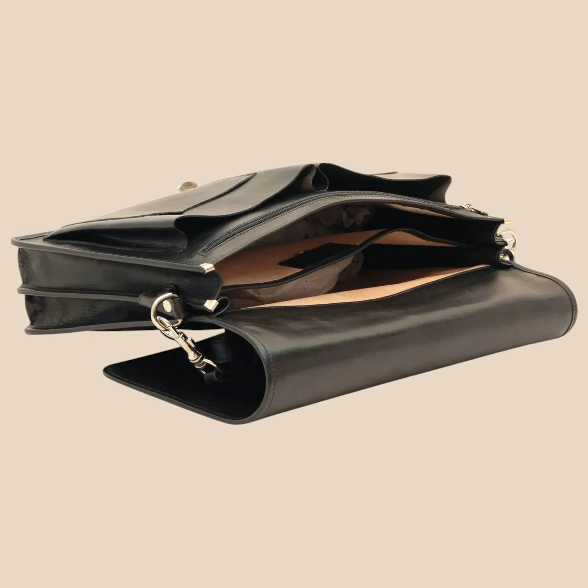 Cowhide Leather Full Length Flap Briefcase - Image 26 | Bufalo d'Oro