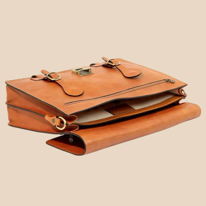 Leather Briefcase With Buckle Closures - Image 2 | Bufalo d'Oro