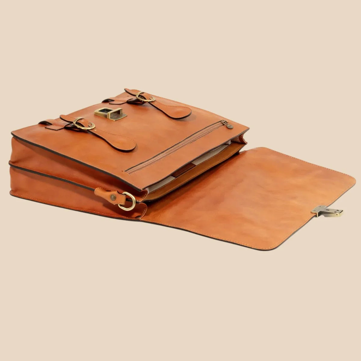 Leather Briefcase With Buckle Closures - Image 4 | Bufalo d'Oro