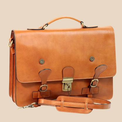 Leather Briefcase With Buckle Closures - Image 1 | Bufalo d'Oro