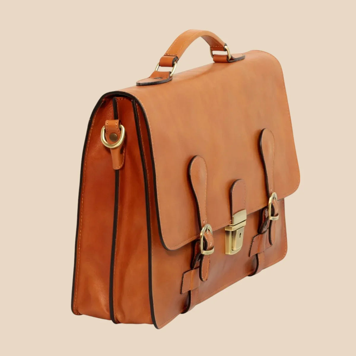 Leather Briefcase With Buckle Closures - Image 3 | Bufalo d'Oro