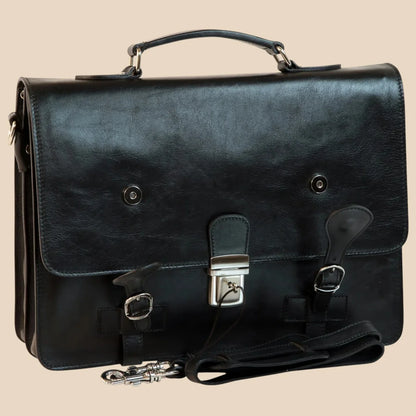 Leather Briefcase With Buckle Closures - Image 7 | Bufalo d'Oro