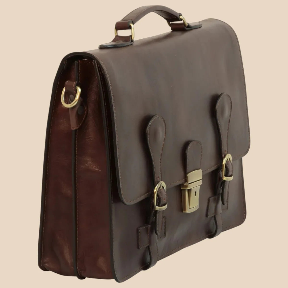 Leather Briefcase With Buckle Closures - Image 20 | Bufalo d'Oro