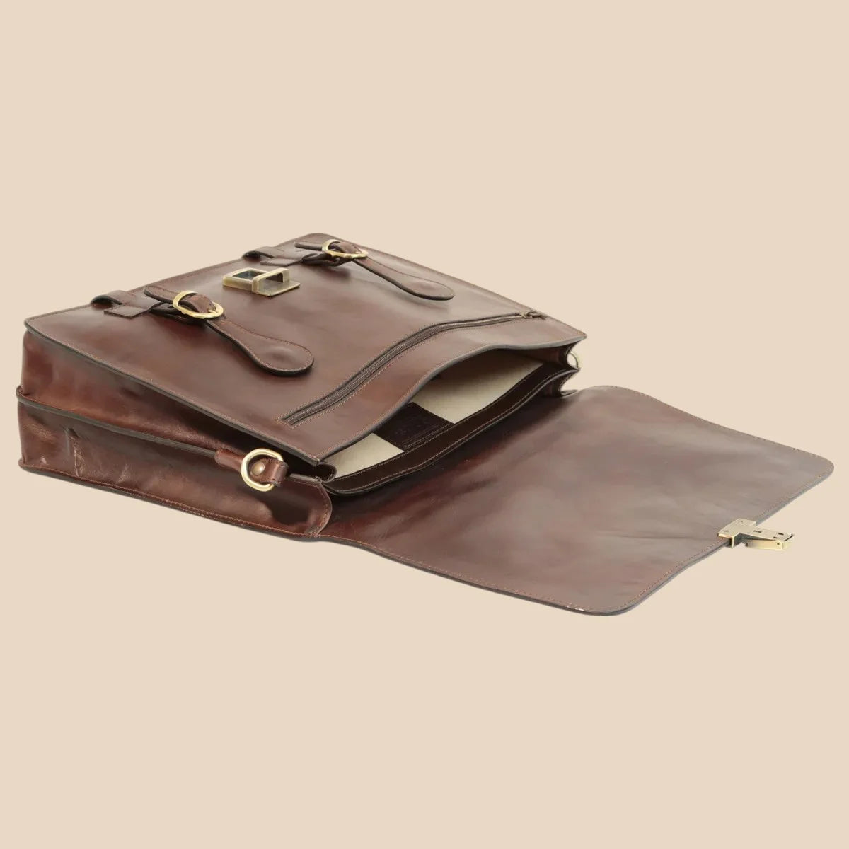Leather Briefcase With Buckle Closures - Image 22 | Bufalo d'Oro