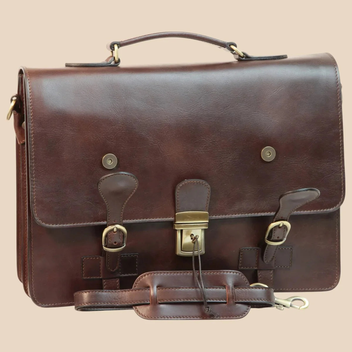Leather Briefcase With Buckle Closures - Image 18 | Bufalo d'Oro