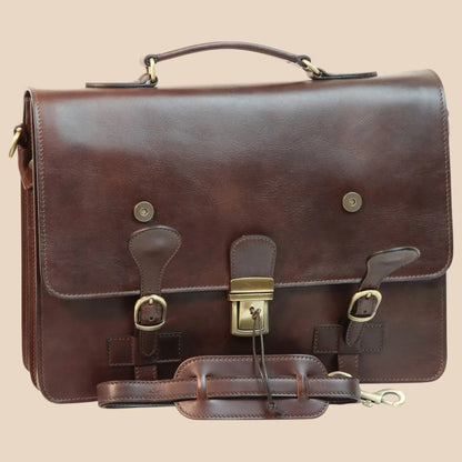Leather Briefcase With Buckle Closures - Image 18 | Bufalo d'Oro