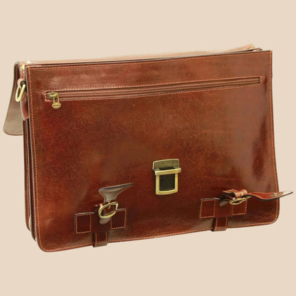 Leather Briefcase With Buckle Closures - Image 15 | Bufalo d'Oro