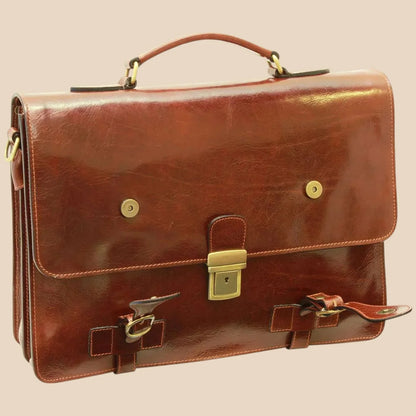 Leather Briefcase With Buckle Closures - Image 16 | Bufalo d'Oro