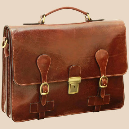 Leather Briefcase With Buckle Closures - Image 17 | Bufalo d'Oro