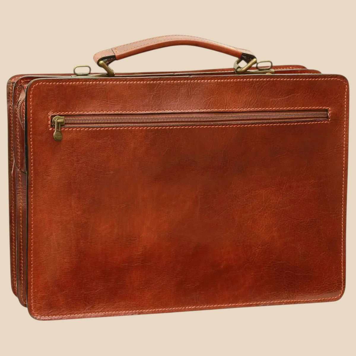 Leather Briefcase With 2 Front Pockets - Image 3 | Bufalo d'Oro