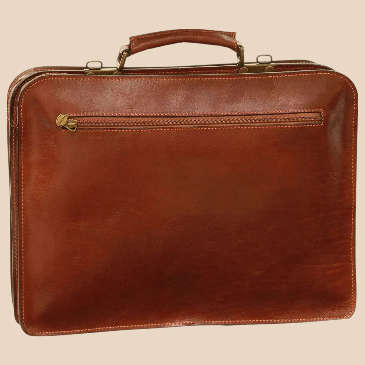 Leather Briefcase With Belt Straps - Image 2 | Bufalo d'Oro