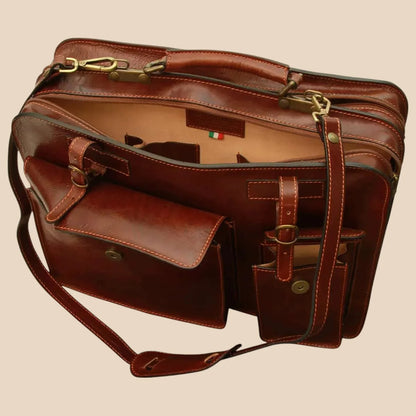 Leather Briefcase With Belt Straps - Image 3 | Bufalo d'Oro