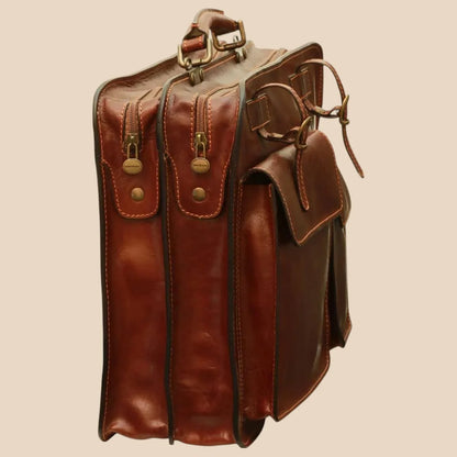 Leather Briefcase With Belt Straps - Image 4 | Bufalo d'Oro