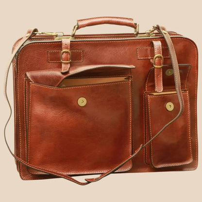 Leather Briefcase With Belt Straps - Image 5 | Bufalo d'Oro